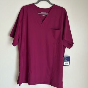 NWT Parkley Men’s Scrub Top Quantum Ryder One Pocket Size XL Color Wine